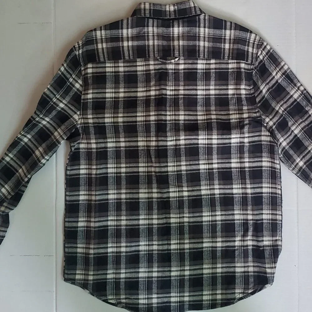 Men Regular Fit Plaid Flannel Long Sleeve Casual Shirt, Charcoal Combo LARGE - Picture 8 of 14